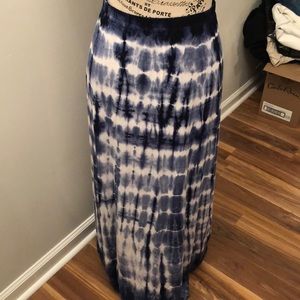 Blue and white maxi skirt